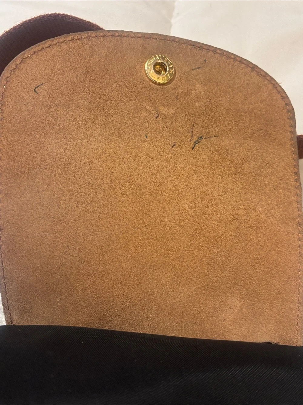 Longchamp Black Nylon Backpack with Brown Leather Flap and Straps - Picture 3 of 9